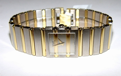 PIAGET Polo Square Classic Quartz 18K gold Two Tone Watch 20MM 6.75"Long 104.9g