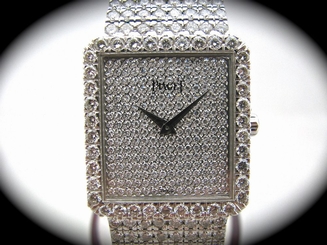 Ladies Piaget 18K White Gold 750 Factory Diamonds Manual Wind Watch 9154
