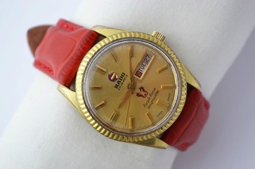 Vintage Rado Purple Horse DayMaster Gold Plated Automatic Mens Watch 957