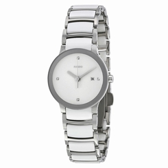 NWOT Ladies Rado Centrix Jubile�� R30928722 White Ceramic Diamond Marker Watch
