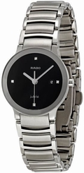 NWT Ladies Rado Centrix Jubile�� R30928713 Black Dial w/ Diamond St. Steel Watch