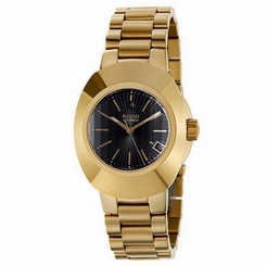 NWT Men's Rado Original R12951153 Black Sunburst Dial Gold Tone St. Steel Watch