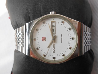 RARE VINTAGE SS DAY DATE WHITE DIAL RADO PRESIDENT MENS AUTOMATIC WRISTWATCH