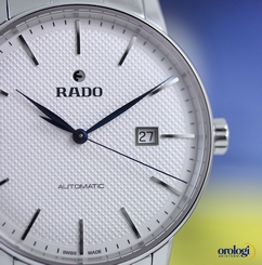 RADO Men's Coupole Classic Automatic XL Steel on Steel White Face Blue Hands