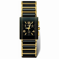NWOT Men's Rado Integral Chronograph R20592152 Black & Gold Ceramic Swiss Watch