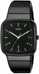 NWOT Men's Rado True R5.5 R28888162 Black Ceramic Sqaure Case Quartz Watch
