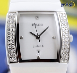 Rado Ladies Sintra Jubile Ceramic White Dial Diamonds Bezel Quartz Watch