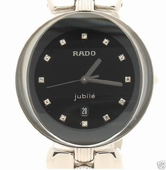 Auth RADO Jublie 12P Diamonds 152.3716.4 Quartz Black dial plate Women's watch