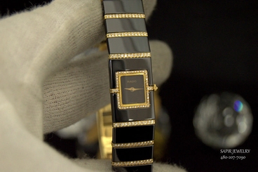 LADIES RADO DIASTAR 18K GOLD&BLACK HIGH-TECH CERAMICS WITH DIAMONDS 963.0410.3