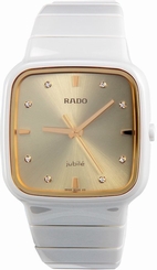 Rado R28900702 Watch R5.5 Ladies - Gold Dial White Ceramic Case Quartz Movement