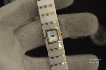 LADIES RADO DIASTAR 18K GOLD AND WHITE HIGH-TECH CERAMICS 963.0425.3 BOX&PAPERS