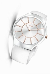 NWT Unisex Rado True Thinline R27957709 White Ceramic Diamond Rubber Watch