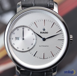 Rado Men's Diamaster Grande Seconde Automatic Ceramic on Leather Silver Face