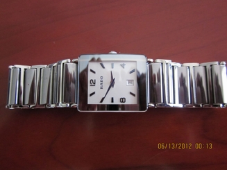 Men's Rado Midsize Integral R20486112 White Dial Platinum Tone Case & Bracelet