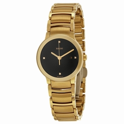 Rado Centrix Jubile Black Diamond Dial Gold-Plated Stainless Steel Ladies Watch