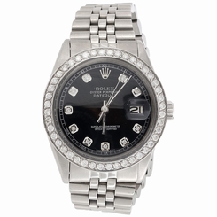 Mens Rolex 36 MM Datejust Jubilee Stainless Steel Black Diamond Watch 2.20 Ct.
