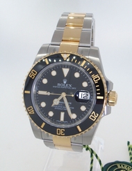 ROLEX Submariner Stainless Steel & 18k Gold Ceramic Bezel 116613 Watch Two Tone