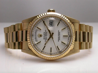 ROLEX 18238 PRESIDENT 18K YELLOW GOLD AUTOMATIC MENS WATCH WHITE DIAL W SERIAL