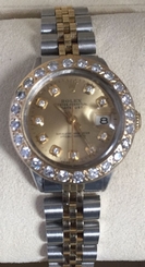 Rolex 18k& Steel Women's 26mm swiss automatic Diamond dial & diamond bezel watch