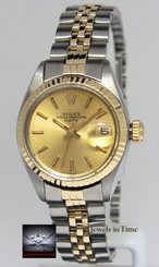 Rolex Date 14k Yellow Gold/Stainless Steel Champagne Dial Ladies Watch 6917