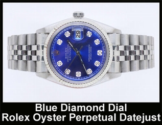 Submariner Blue Diamond Dial Steel & 18k Gold Rolex Oyster Perpetual Datejust.