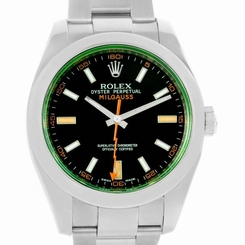 Rolex Milgauss Black Dial Green Crystal Steel Mens Watch 116400V 845960083362