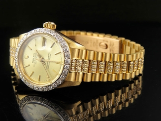 Ladies 26mm 18k Yellow Gold Rolex Datejust Presidential Diamond Watch 6.5 Ct