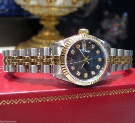 LADIES ROLEX DATEJUST 18k YELLOW GOLD & STAINLESS STEEL WATCH WITH DIAMOND DIAL 27543000069