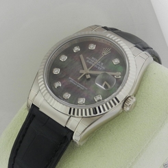 Rolex Datejust 116139 Datejust 18k White Gold Diamond MOP Dial NEW Ret: $25,300