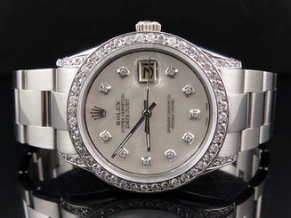 Mens Stainless Steel Rolex Datejust New Oyster 36 MM Mother Pearl Watch 3 Ct