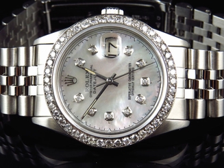 Mens Rolex 36 MM Datejust Oyster Quickset Stainless Steel Diamond Watch 3.0 Ct
