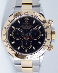 Rolex Cosmograph Daytona Yellow Gold & Steel Black Dial 116523 - WATCH CHEST 845960053839