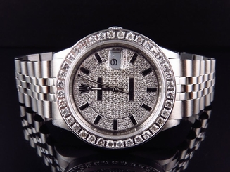 Mens Stainless Steel Rolex Datejust Jubilee 36 MM with Diamond Dial Watch 4 Ct