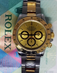 Rolex Daytona Chronograph 18k Gold & Steel Zenith Movement Watch & Box 16523