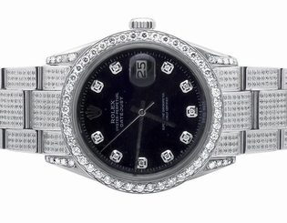 Mens Stainless Steel Rolex Datejust Oyster 36 MM Dial Diamond Watch with 7.5 Ct