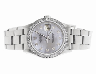 Mens Rolex 36 MM Datejust Oyster Quickset Stainless Steel Diamond Watch 3.0 Ct