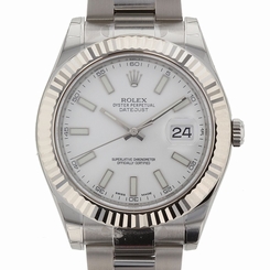 NEW 2016 Rolex Datejust II 41MM 18K Gold Bezel White Dial Steel Mens 116334 SALE