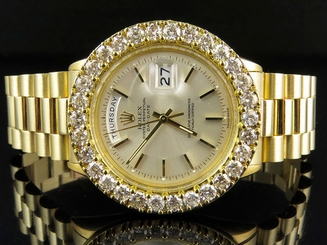 18K Mens Yellow Gold Rolex Presidential Day-Date 36MM Diamond Watch 7.5 CT
