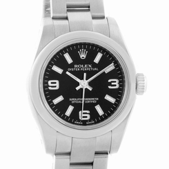 Rolex Nondate Ladies Black Dial Oyster Bracelet Watch 176200