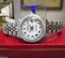 Ladies ROLEX Oyster Perpetual Datejust Diamonds Stainless Steel Watch