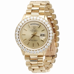 Mens Diamond Rolex Day-Date President 18k Yellow Gold Watch with Band 4 Ct.