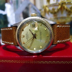 Mens Vintage 1981 ROLEX Datejust Ref: 15053 Gold Dial Steel & Yellow Gold Watch