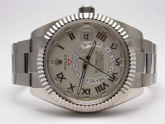 ROLEX 326939 SKY-DWELLER WHITE GOLD 42MM AUTOMATIC 2ND TIME ZONE MENS WATCH