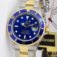 Rolex Submariner Yellow Gold Stainless Steel Blue 16613LB WATCH CHEST