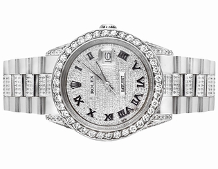 Mens Stainless Steel Rolex Datejust Presidential 36 MM Dial Diamond Watch 10 Ct
