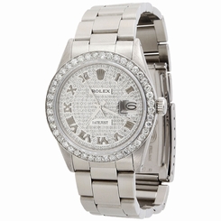 Mens Rolex Datejust 36mm Roman # Diamond Dial Watch Oyster Stainless Steel 4 Ct.