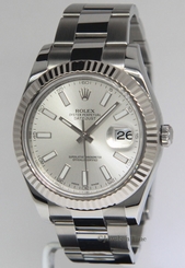 Rolex Datejust II Stainless Steel 18k White Gold Silver Dial Mens Watch 116334 683498458203