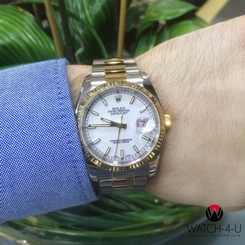 Rolex Datejust 116233 18k Yellow-Gold Bezel Two-Tone Bracelet White 36mm Watch