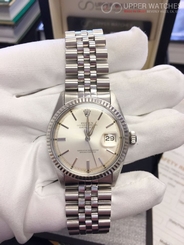 Rolex 1601 Stainless Steel/18K White Gold Datejust Silver Dial 100% Original