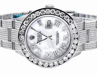 Mens Stainless Steel Rolex Datejust Oyster 36 MM Dial Diamond Watch with 10.5 Ct